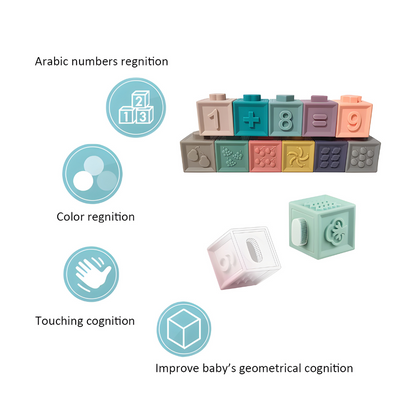 BPA-Free Silicone Baby Stacking Blocks Set 12 pieces