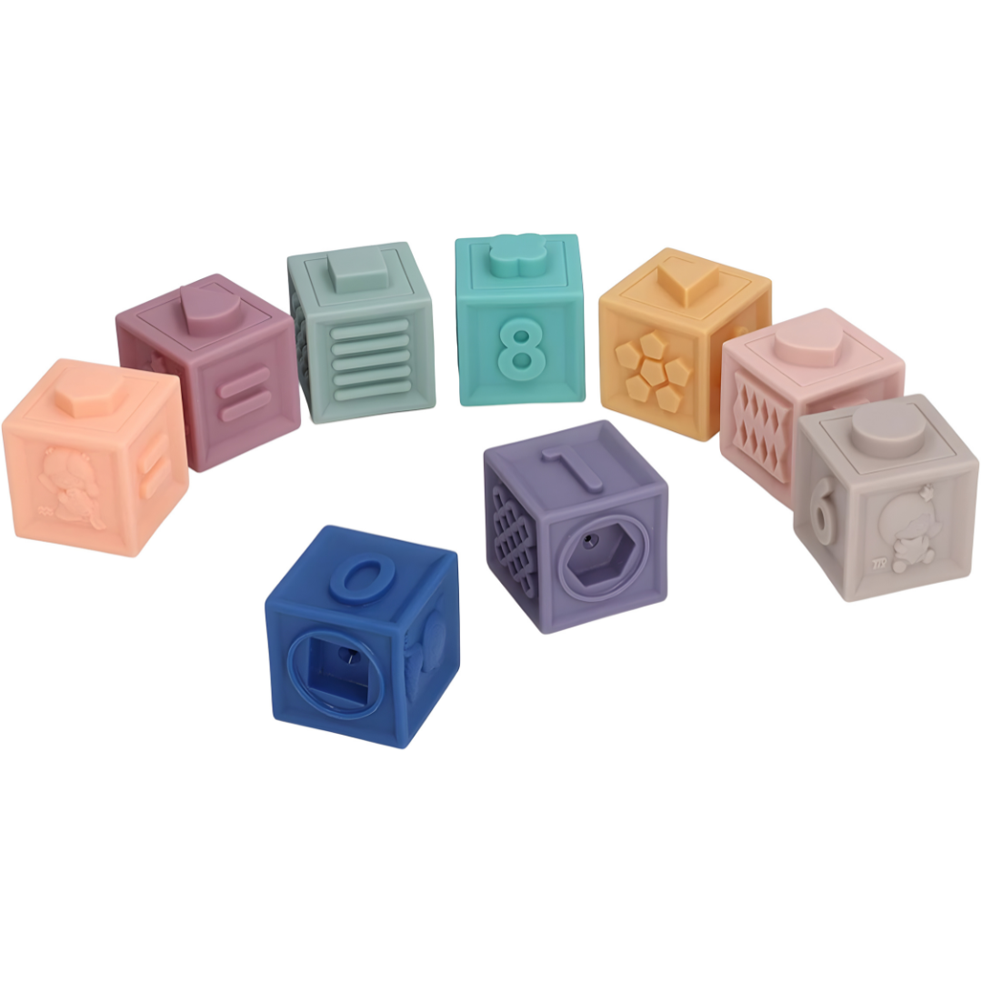 BPA-Free Silicone Baby Stacking Blocks Set 12 pieces