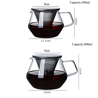 Premium Borosilicate Glass Coffee & Tea Pot 500 or 800ML