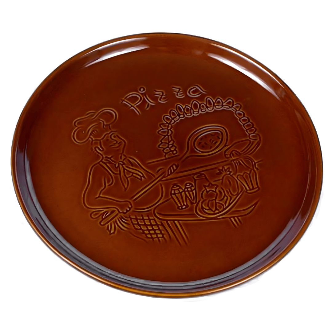 30cm Honey Stoneware Pizza Plate featuring a warm refractory ceramic finish and anti-scratch surface for professional dining.