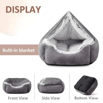 Hooded dog bed with blanket for small and medium breeds – soft faux fur – Beirut Lebanon