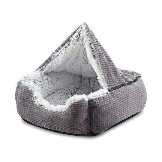 Hooded dog bed with blanket for small and medium breeds – soft faux fur – Beirut Lebanon