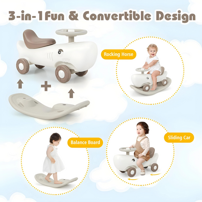 3 In 1 Rocking Horse With Wheels And Foot Rest For 12 Month And Up