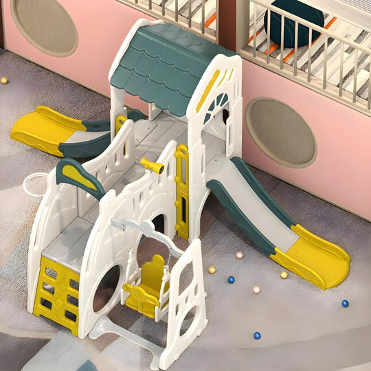 Kids Playhouse Set with Double Slide and Swing – Indoor/Outdoor Activity Toy