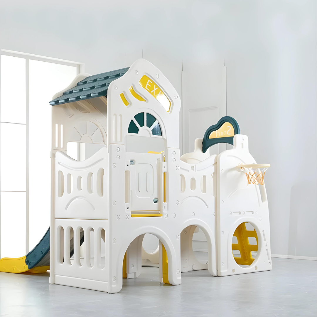 Double Slide & With One Swing Playhouse Set