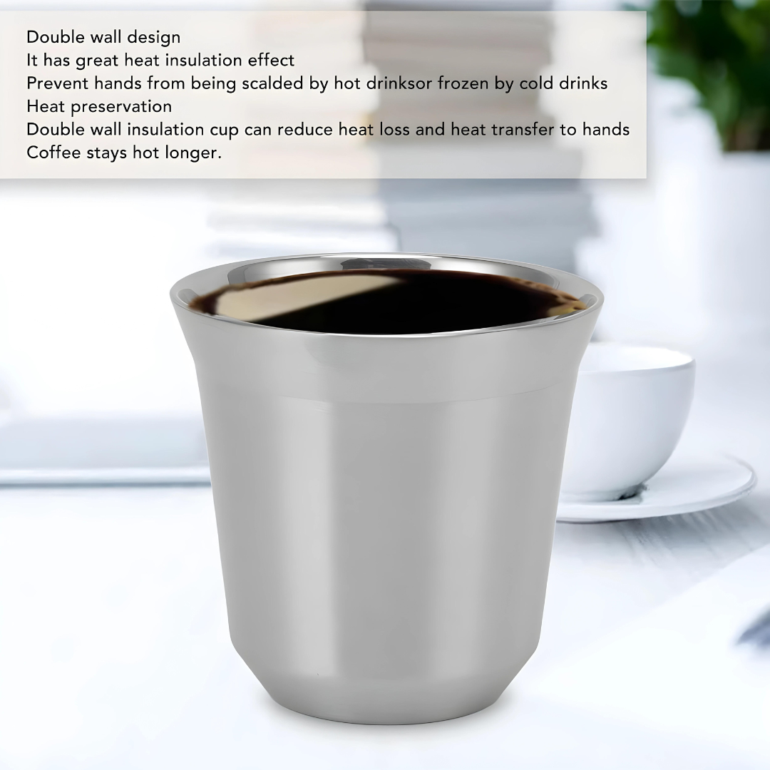 Durable Double Wall Stainless Steel Insulated Coffee Cup 80ml