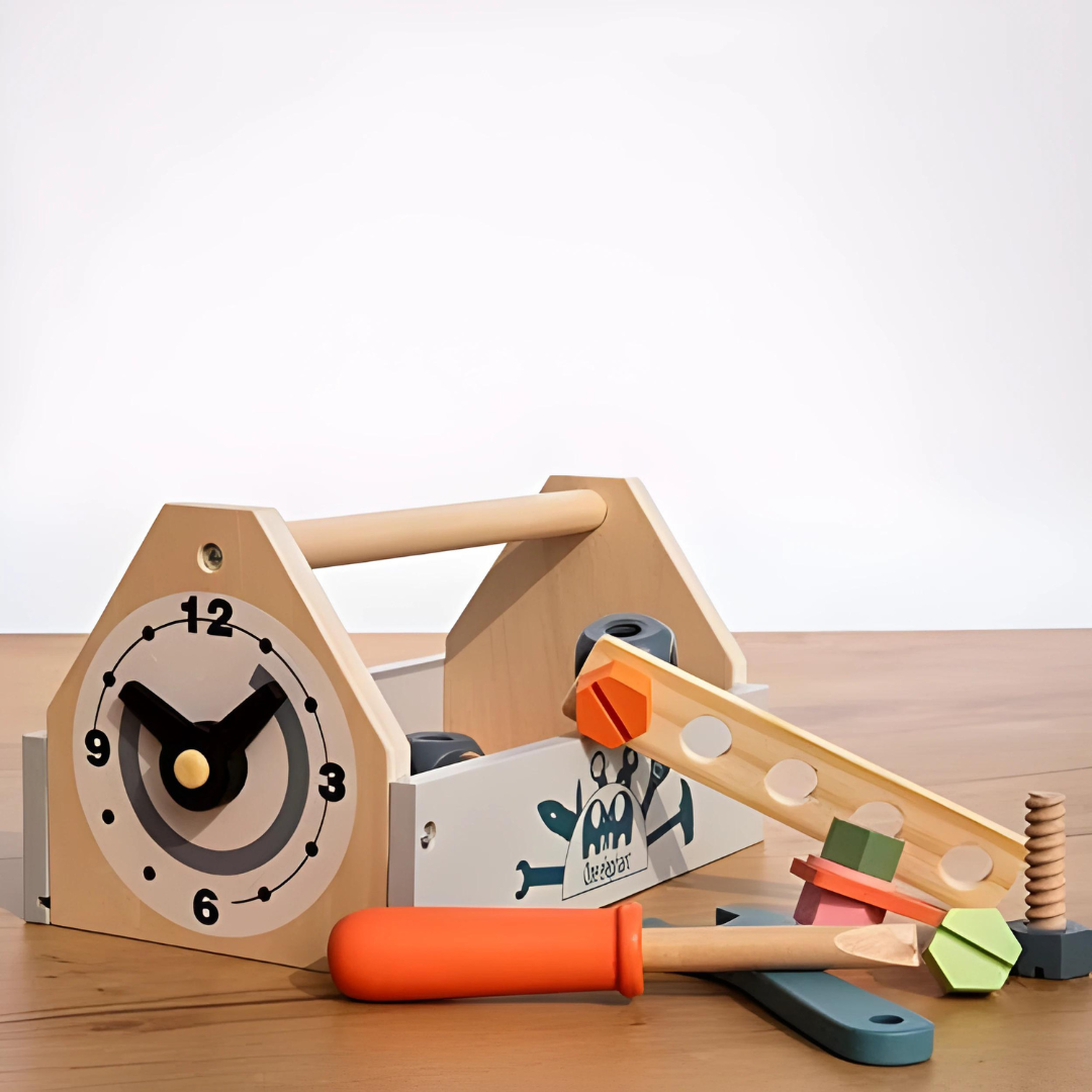 Kids Early Educational Learning Wooden Repair Kit Tool Box Toy