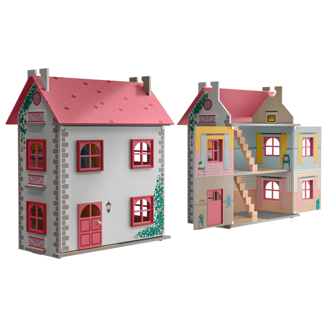 Playtive Wooden Dollhouse Cabinet 3 Floors