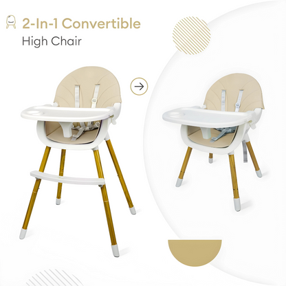 2-in-1 Baby High Chair With Steel Legs