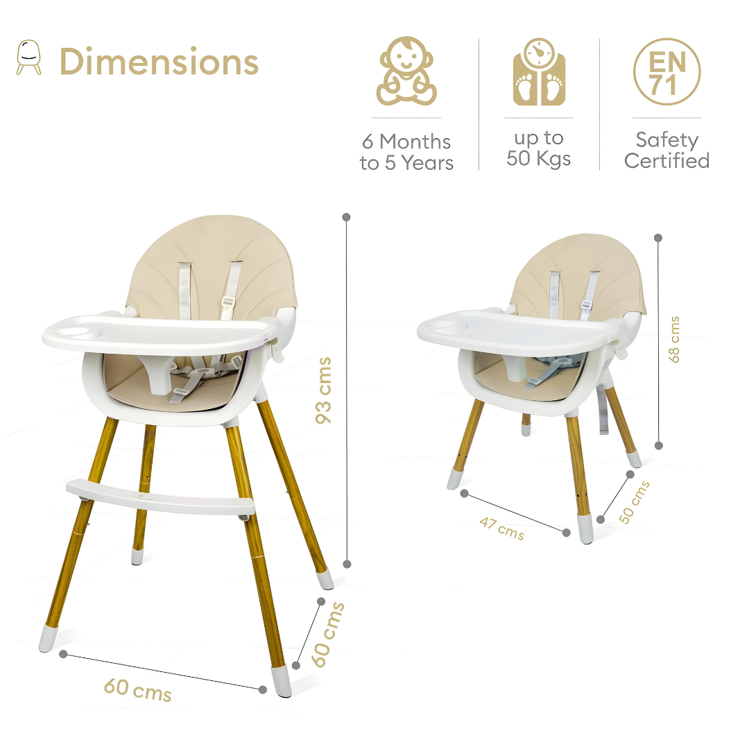 2-in-1 Baby High Chair With Steel Legs