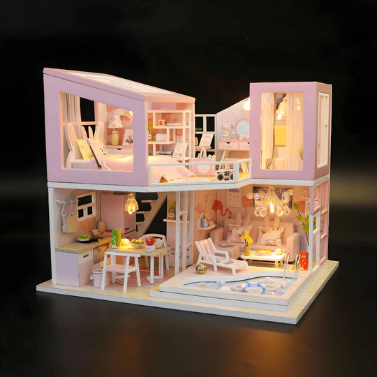 DIY wooden dollhouse kit in Lebanon – miniature craft gift set for kids and adults, eco-friendly and detailed with realistic furniture and decor
