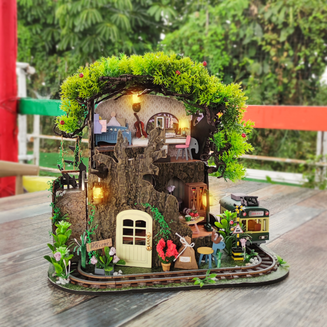 DIY Forest Secret House Miniature Kit with Furniture And LED Light