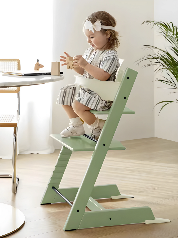 Beech Wood Adjustable Baby High Chair With Full Accessories