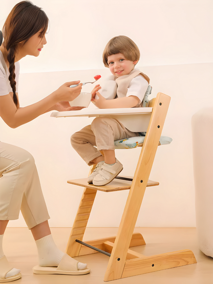 Beech Wood Adjustable Baby High Chair With Full Accessories