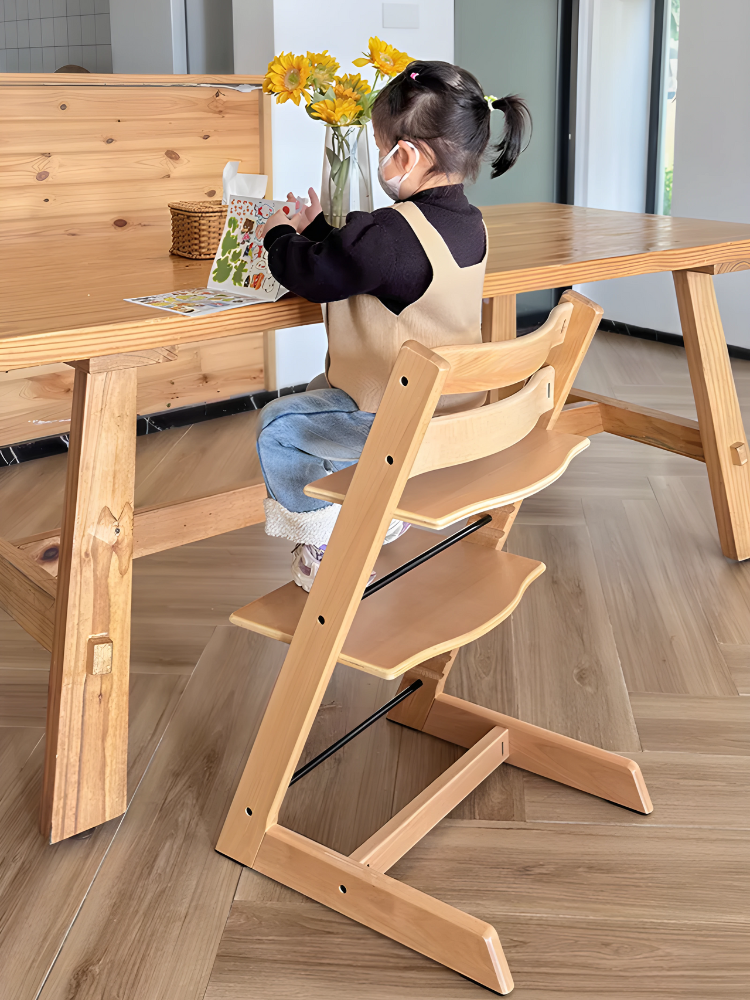 Beech Wood Adjustable Baby High Chair With Full Accessories