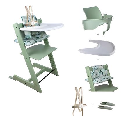 Beech Wood Adjustable Baby High Chair With Full Accessories