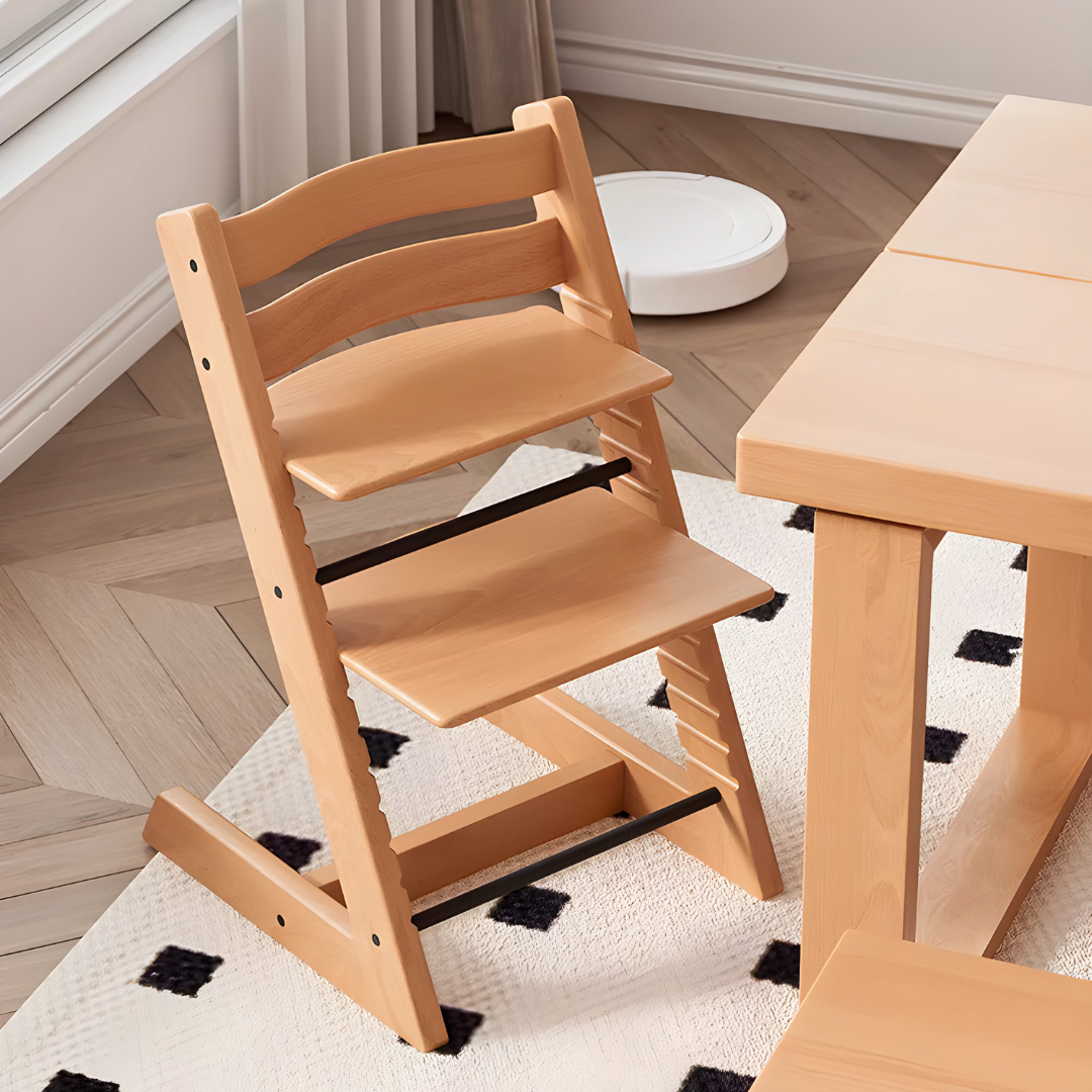 Beech Wood Adjustable Baby High Chair With Full Accessories