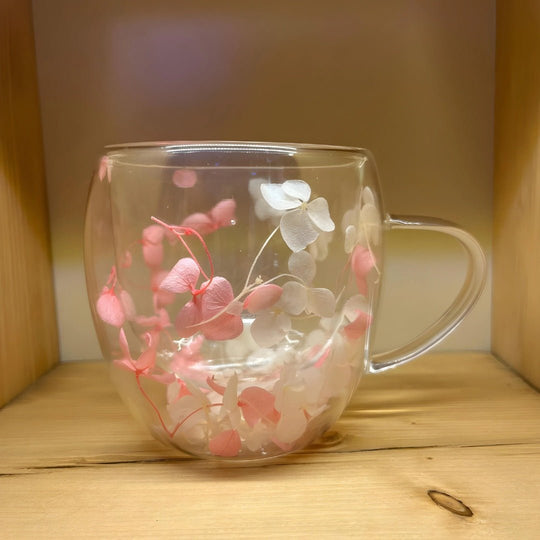 Esthetisch gedroogd bloemenglas, dubbelwandig glas 250 ml