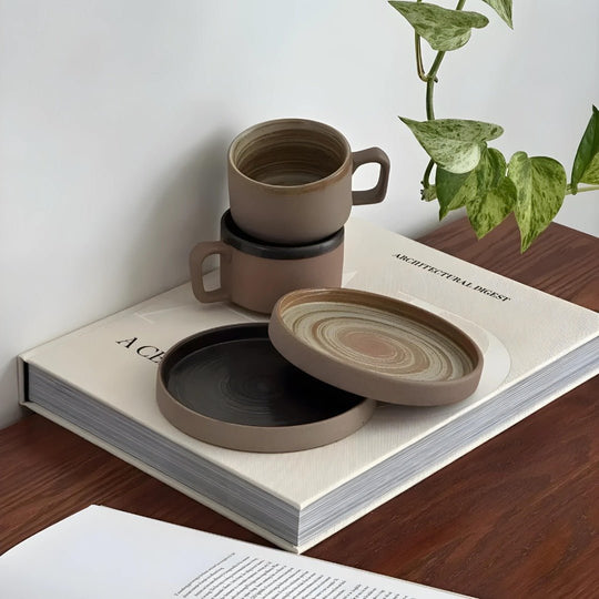 Prachtige aardewerk koffiekopjesset 250 ml