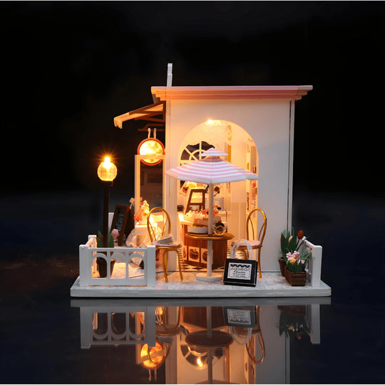 DIY Chocolatier Houten Miniatuur Poppenhuis Kit met LED-licht