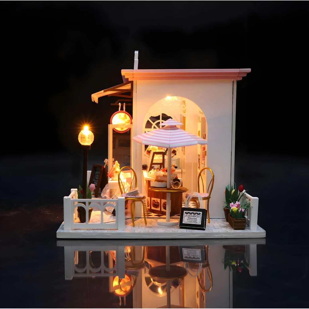 DIY Chocolatier Wooden Miniature Dollhouse Kit With LED Light