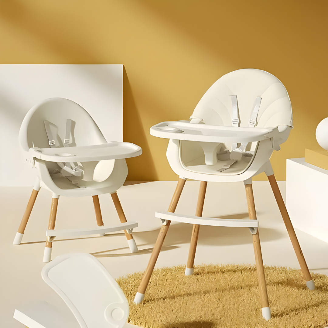 Wooden Baby High Chair with Adjustable Height