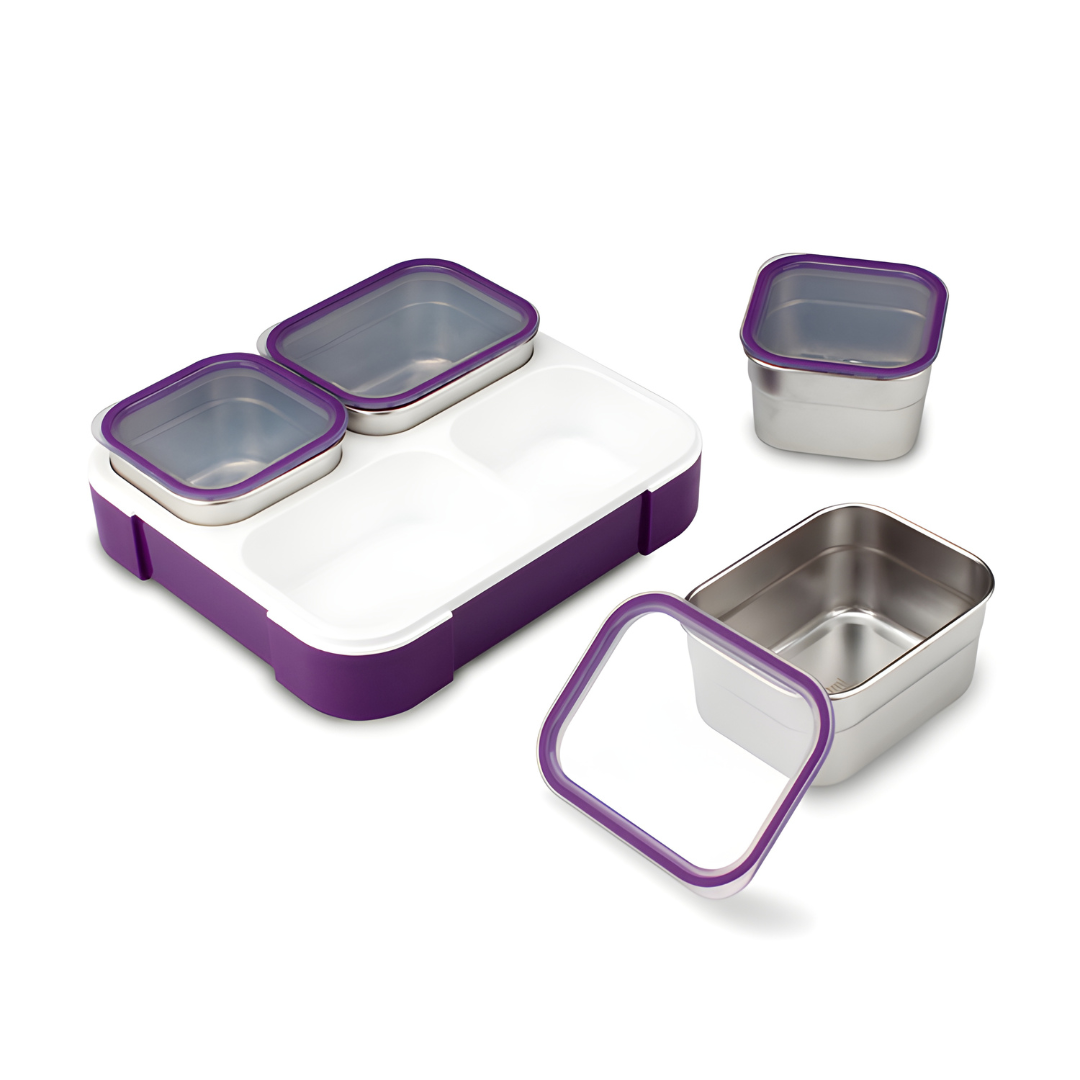 Bento Lunch Box with Insulated Bag 4 Compartment Stainless Steel