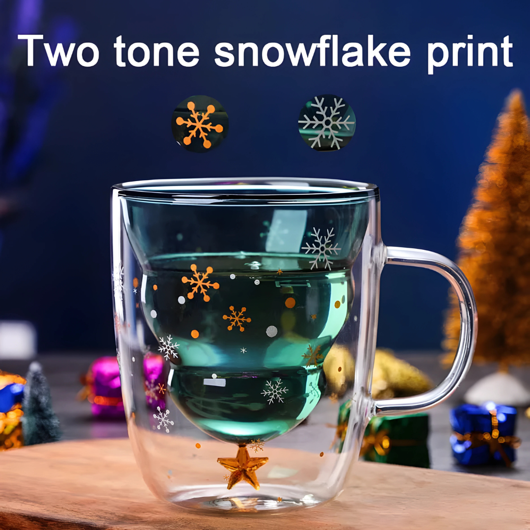 Premium Christmas Double-Wall Glass with Coaster 300ML