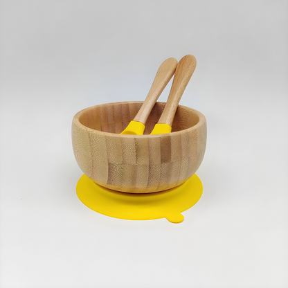 Bamboo Bowl With Spoon & Fork