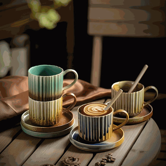 Retro Stripe Japanese Style Ceramic Mug | European Household Lebanon