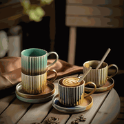 Retro Stripe Japanese Style Ceramic Mug | European Household Lebanon