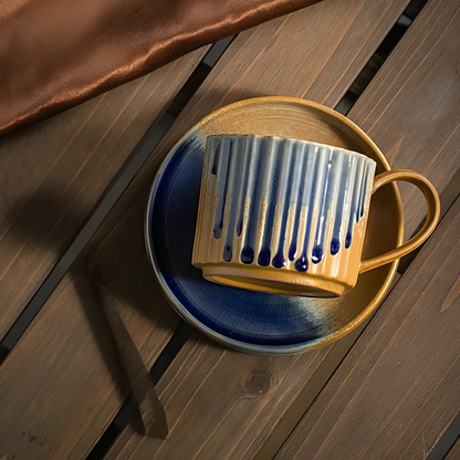 Retro Stripe Japanese Style Ceramic Mug 250ML