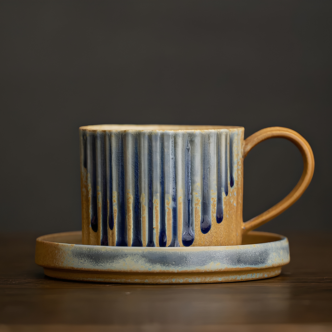 Retro Stripe Japanese Style Ceramic Mug 250ML