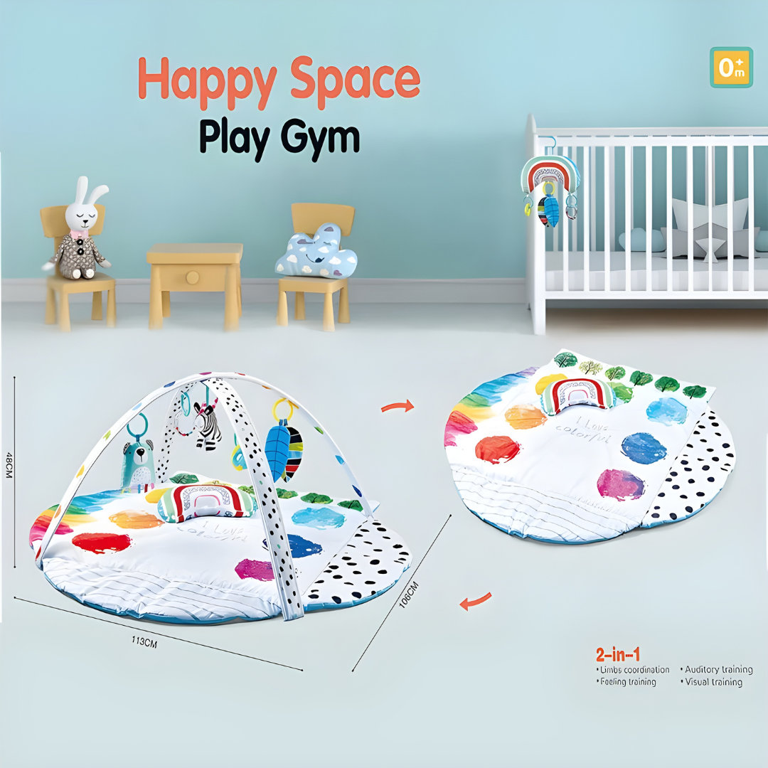 2-in-1 Soft Baby Gym Mat , Plush Newborn Playmat