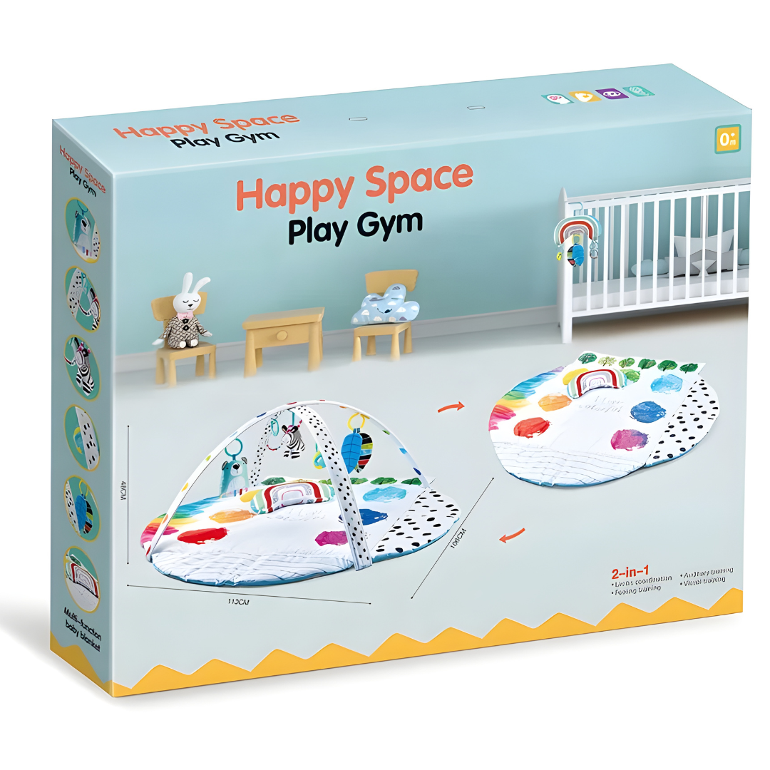 2-in-1 Soft Baby Gym Mat , Plush Newborn Playmat