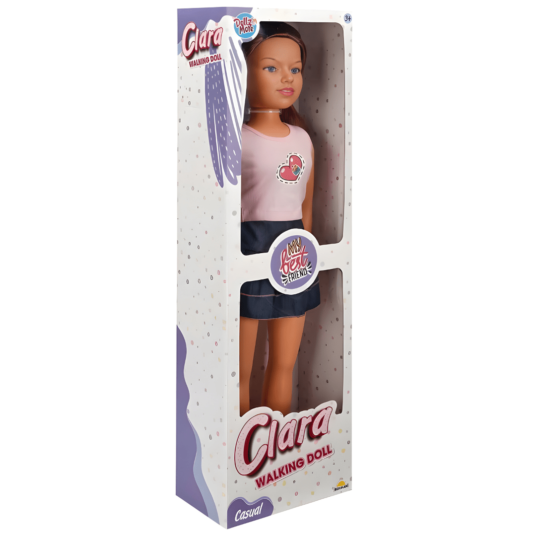 Clara 80cm walking doll with polka dot dress or denim outfit – Beirut