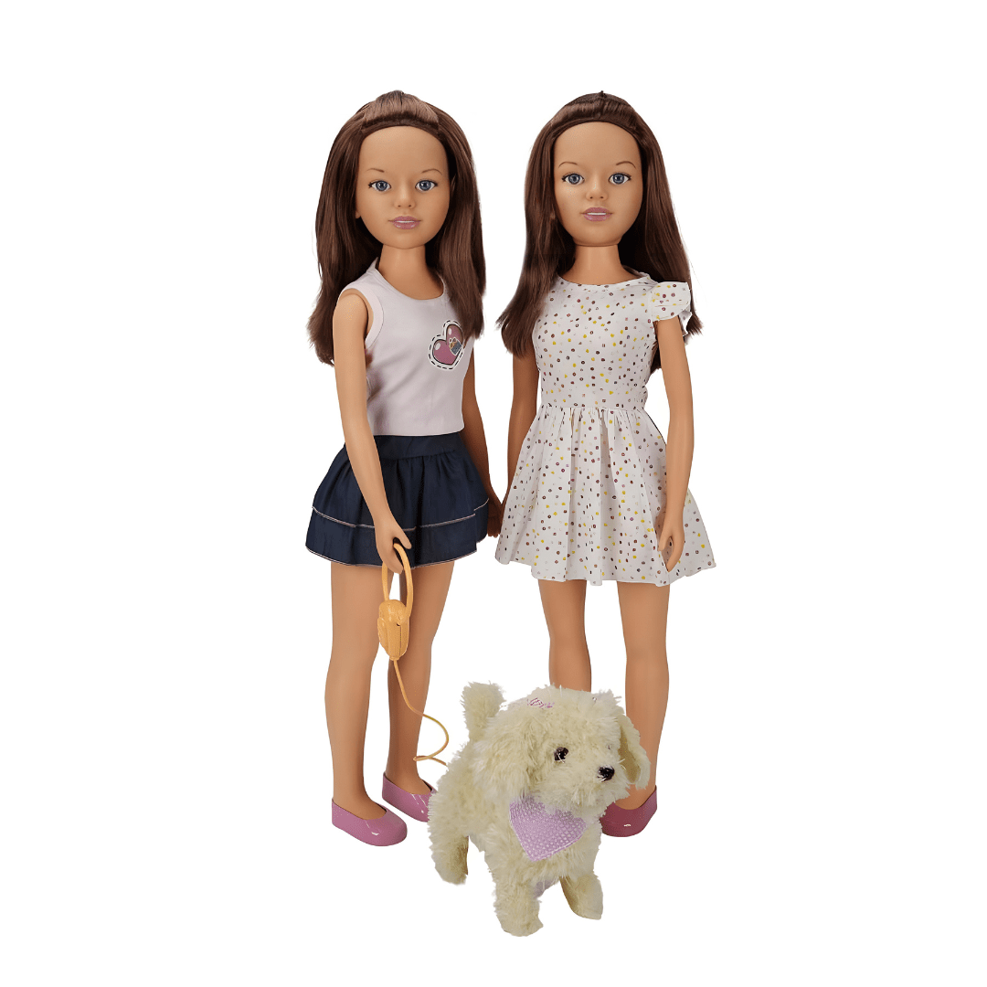 Clara 80cm walking doll with polka dot dress or denim outfit – Beirut