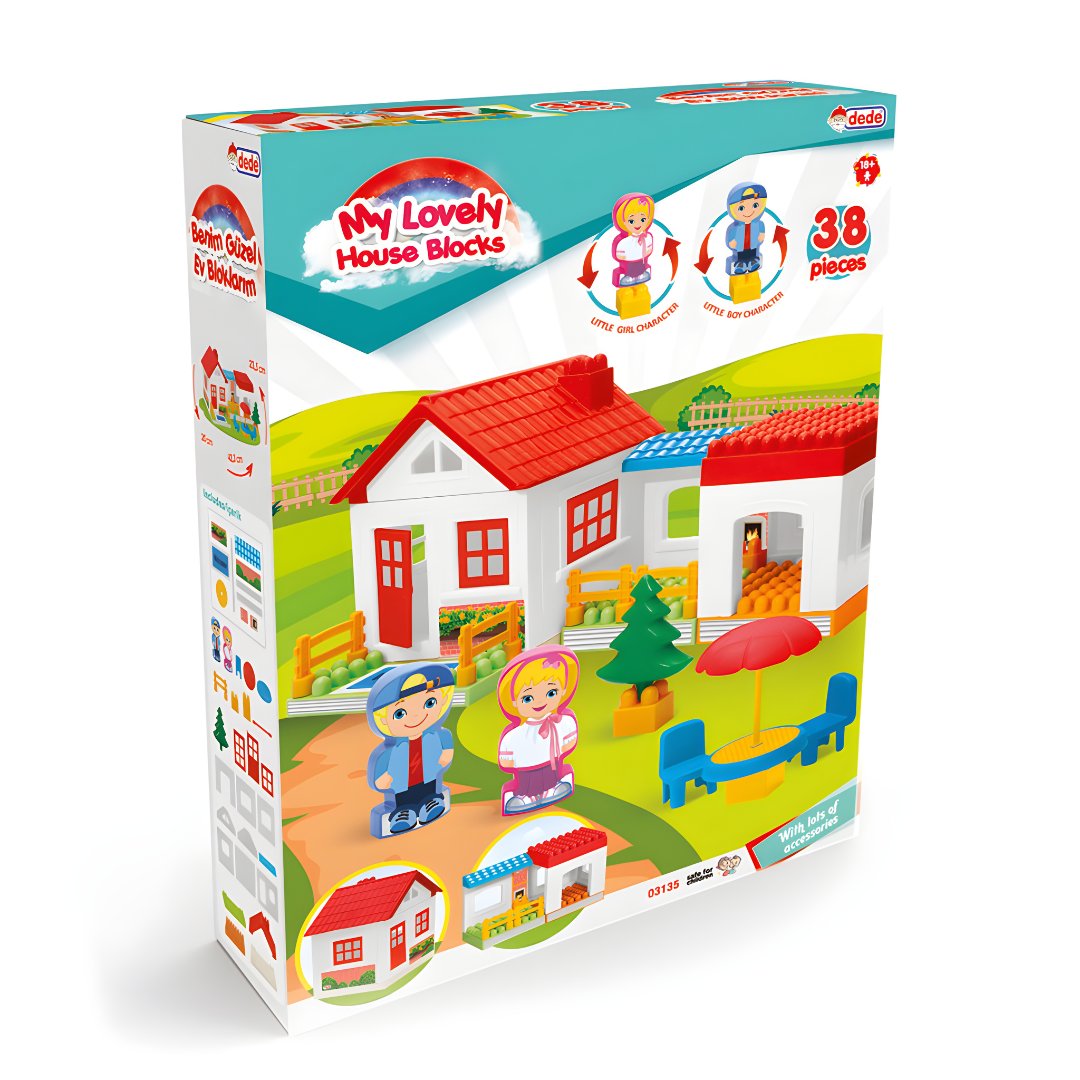 Toy Single Story House Blocks 36 Pieces