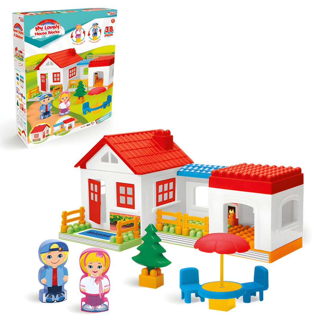 Toy Single Story House Blocks 36 Pieces