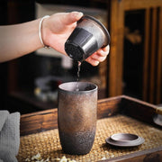 Japanese Style Stoneware Filter Tea Cup With Lid 225ML