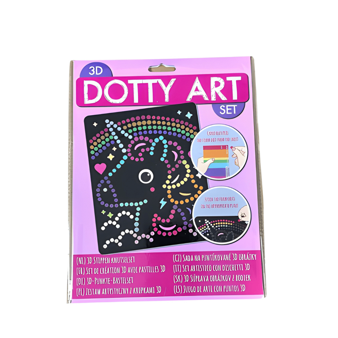 Assorted Dotty Art 3D Creation Set with 6 themes and colorful dot stickers – ideal creative activity for kids