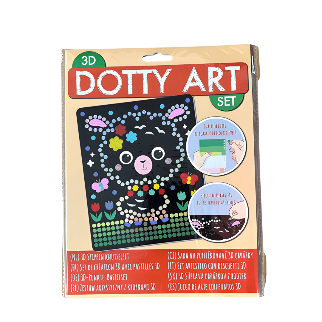 Assorted Dotty Art 3D Creation Set with 6 themes and colorful dot stickers – ideal creative activity for kids
