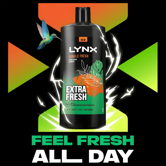 Lynx Jungle Fresh 3-in-1 Shower Gel – 700ml – Palm Leaves & Amber – EU Made For Men