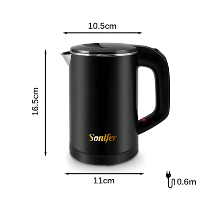 Sonifer Electric Kettle 0.6L – 800W Stainless Steel | Rapid Boil & Travel Friendly