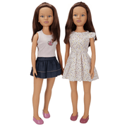 Clara 80cm walking doll with polka dot dress or denim outfit – Beirut