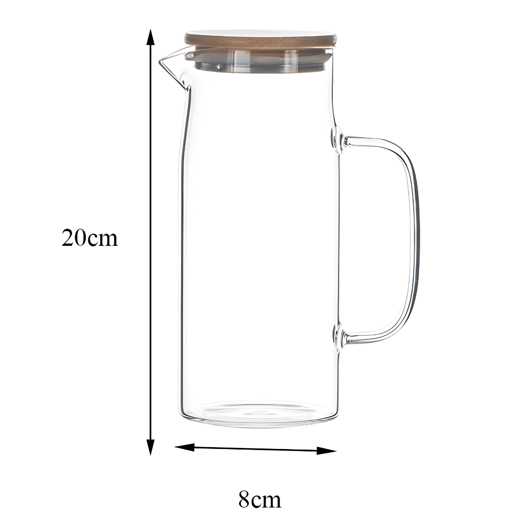 Borosilicate glass pitcher set with green handle and 6 cups – Beirut