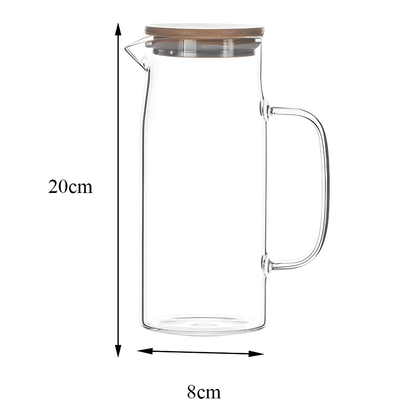 Borosilicate glass pitcher set with green handle and 6 cups – Beirut