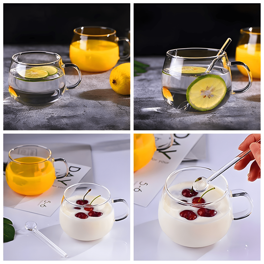 Borosilicate glass pitcher set with green handle and 6 cups – Beirut