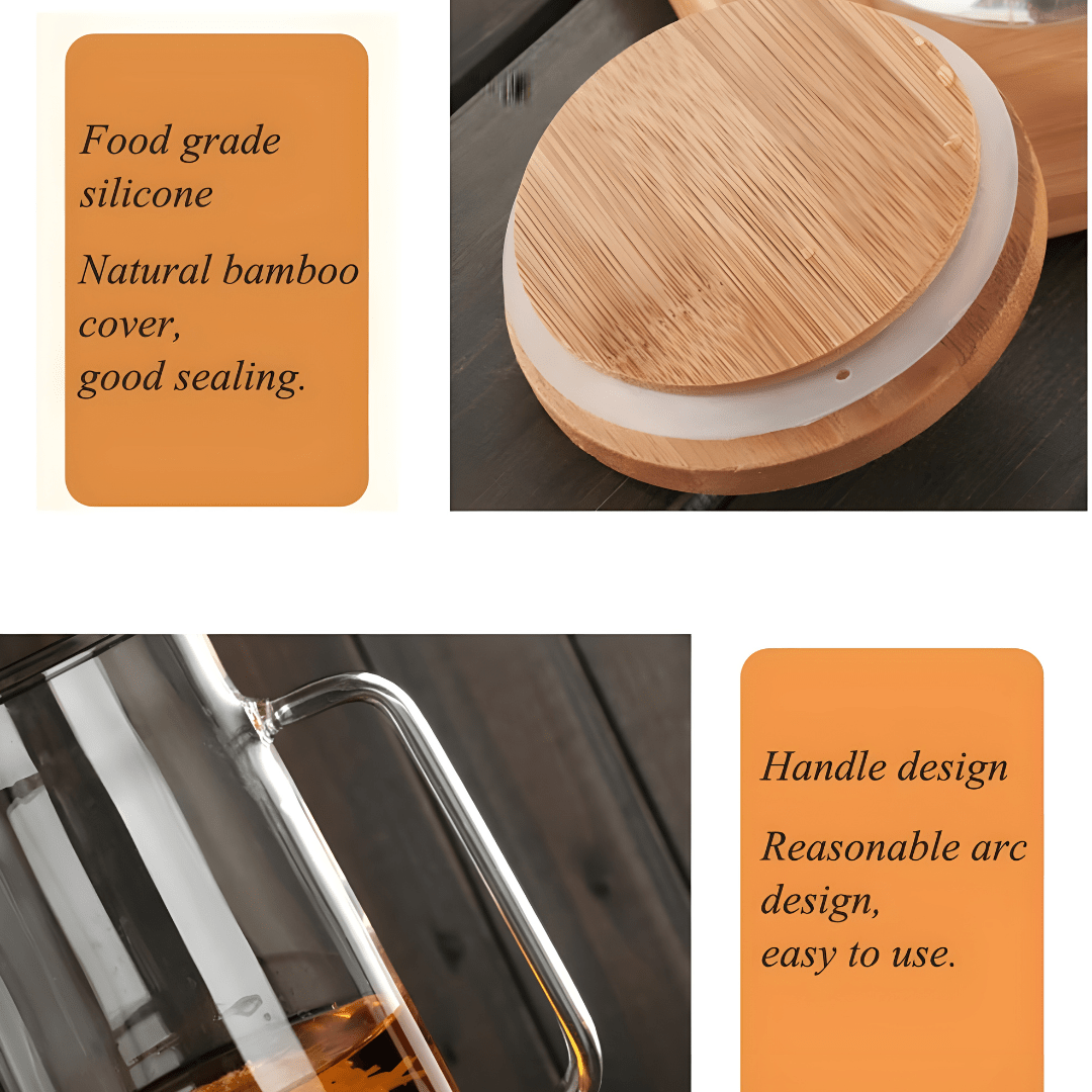 Borosilicate glass pitcher set with green handle and 6 cups – Beirut