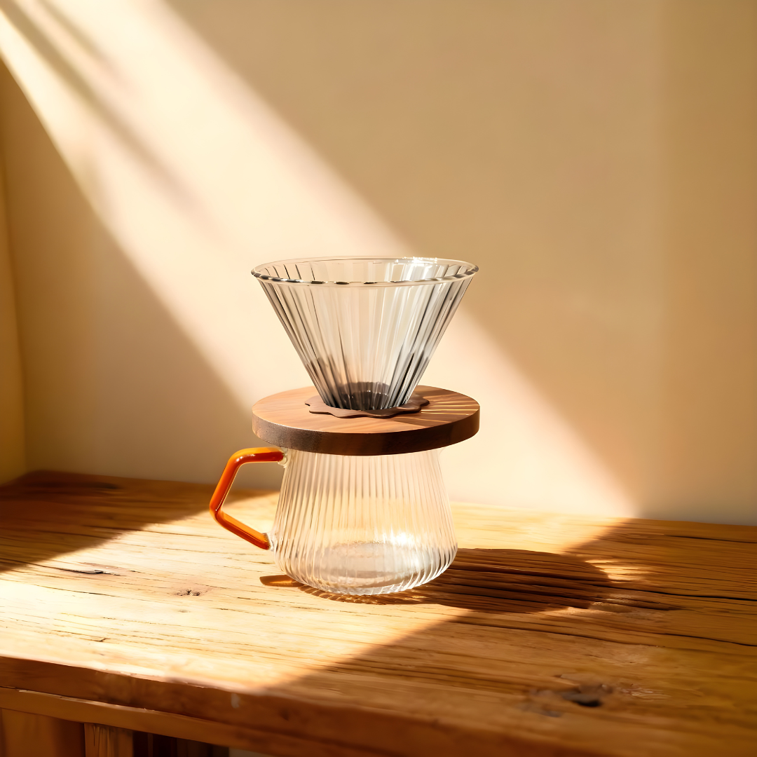 Premium pour-over coffee set with kettle, grinder, dripper, and accessories in gift box.